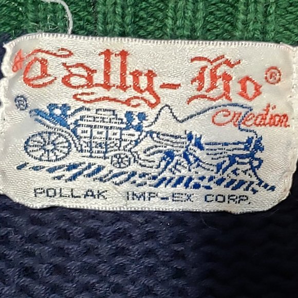 Vintage Tally Ho Argyle knit 100% Cotton sweater soft comfortable warm XL - Picture 7 of 7